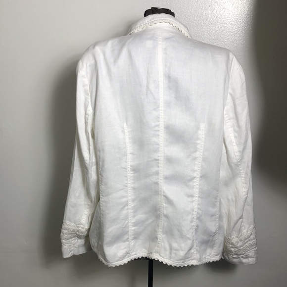 ESCADA Sport Linen Blazer White Jacket SzL - Picture 5 of 8